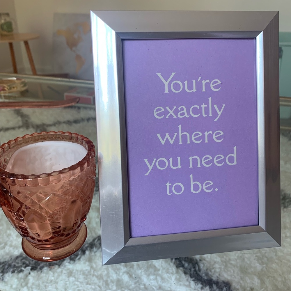 Silver and purple inspirational decor